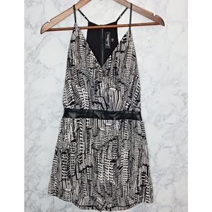 Sam Edelman Romper Women Size S Black White Sleeveless V-Neck